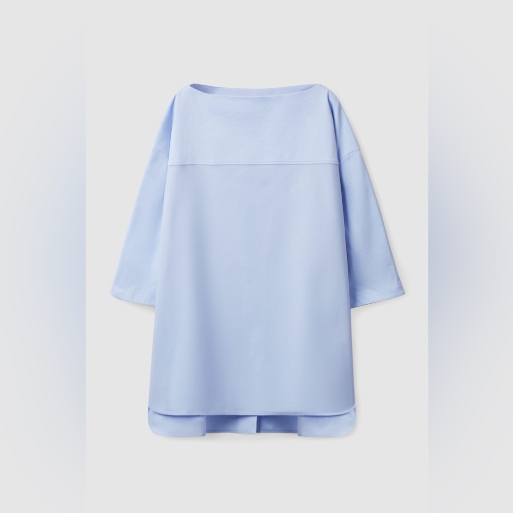 Relaxed Boatneck Tunic in Light Blue Size Large